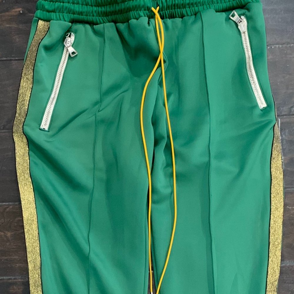 RHUDE Green Gold Stripe Traxedo Pants M - Picture 3 of 9